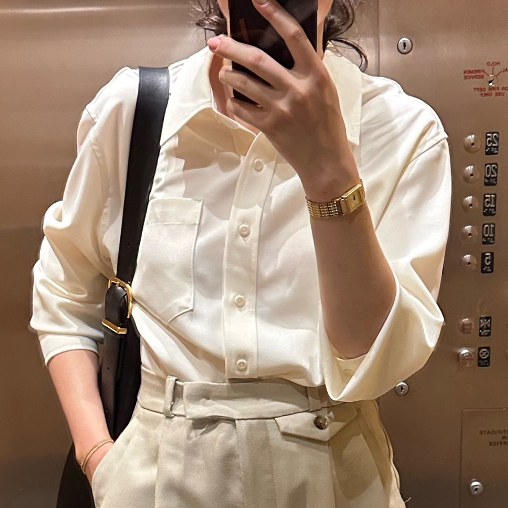 Source Unknown Alabaster Button Down Top - image 1